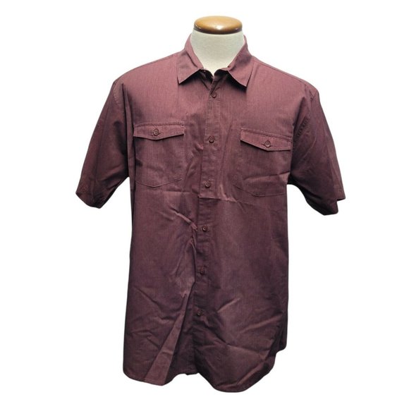 Retrofit Brand MFG Short Sleeve Button Down Shirt Maroon Red Mens Size XL - Picture 1 of 8